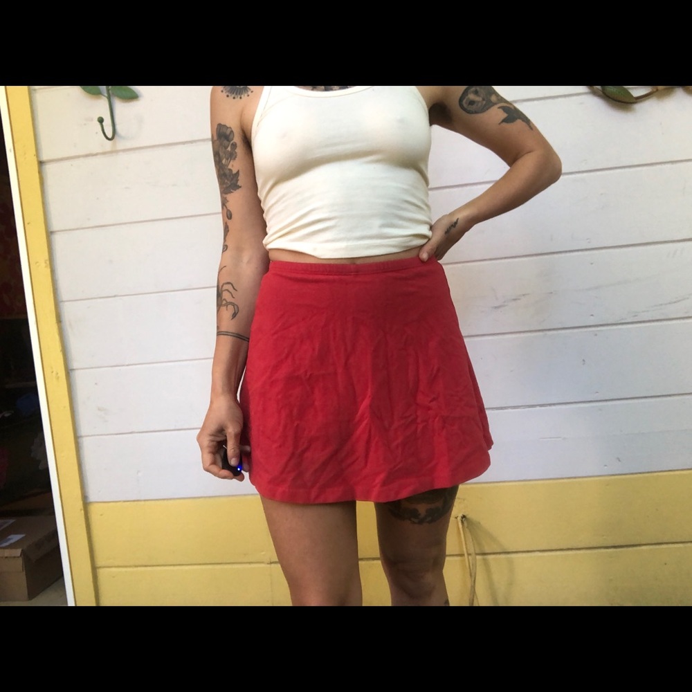 Los Angeles Apparel Red Cotton Spandex Skort